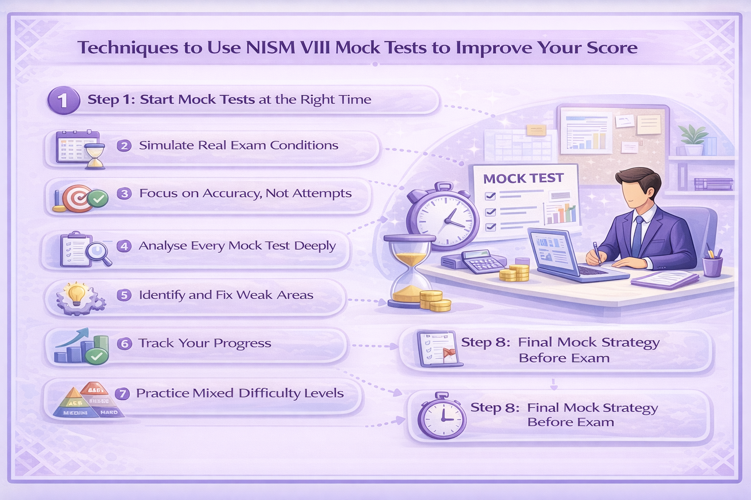 Techniques to use NISM VIII Mock Tests to Improve Your Score Infographic